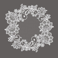 round lace flowers decorative element. Vector lace flowers decoration.. - obrazy, fototapety, plakaty
