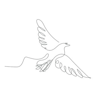 pigeon line continuous drawing. bird of peace. not war. vector banner on white background. Vector illustration.	