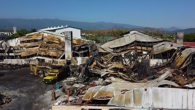 DRONE FABRICA DESPUES DE INCENDIO PANORAMICA, MORELOS MEXICO