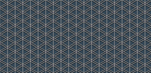 abstract rhombus, fish scale, cube repeating pattern on blue background