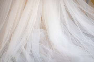 Detail of the veil of a wedding dress