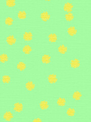 Green color background with yellow abstract spots.Background for wrapping or fabric. Bright hand drawn illustration.
