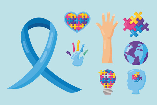 eight autism day icons