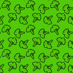 minimalistic vector green pattern with broccoli