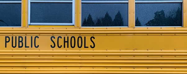 Yellow school bus side panel background