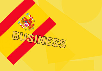 Spain business.  Madrid  Spain commerce concept. Flag on colorful - obrazy, fototapety, plakaty
