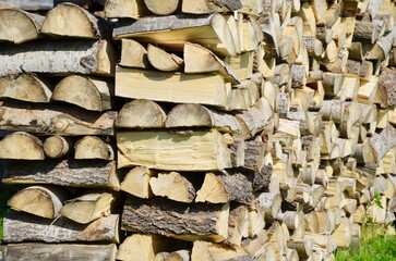 stack of firewood. chopped tree. wood.