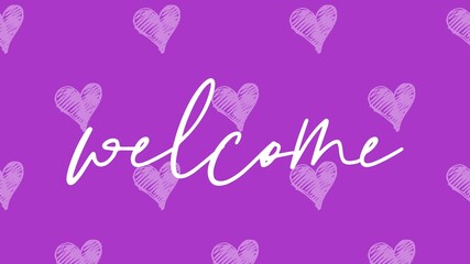 welcome hand-letter card with romantic background