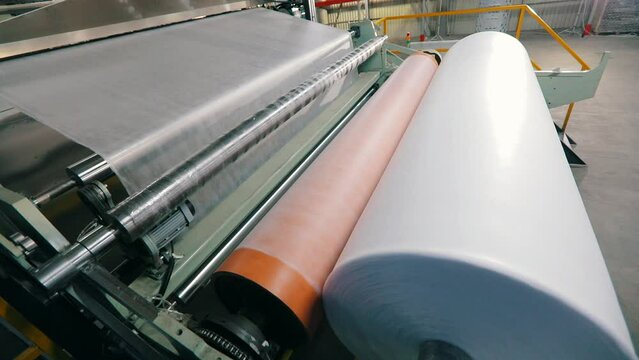 Modern conveyor line for the production of synthetic winterizer. Nonwoven fabric manufacturing process