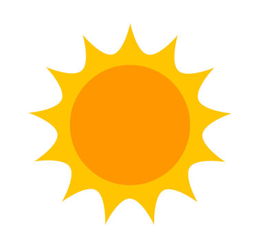 Sun icon, flat design element.