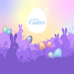 Happy easter rabbit egg silhouette