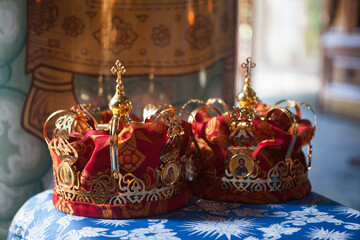 Christianity crowns for church wedding in Russian orthodox church