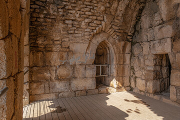 Interior view of a restored Hall beneath the South Western Tower in Nimrod fortress , located in...