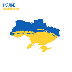 The shape of Ukrainian borders with flag sign. Concept of an independent country and territorial integrity. Sticker with the shape of Ukraine. 