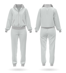 Blank white sport tracksuit. 3d rendering.