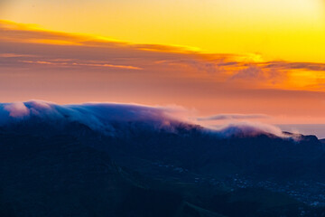 Mountain scenery during sunset in New Zealand