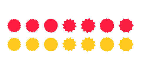 set of red and yellow labels