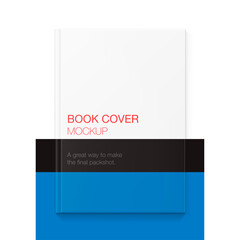 Blank cover book mockup. Vector illustration. It can be used for promo, e-catalogs, brochures, etc. Ready for your design. EPS10.	