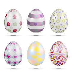 Realistic pastel easter eggs set.	