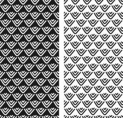 Set of seamless patterns with geometric shapes on a neutral background. Vector illustration for textile and packaging