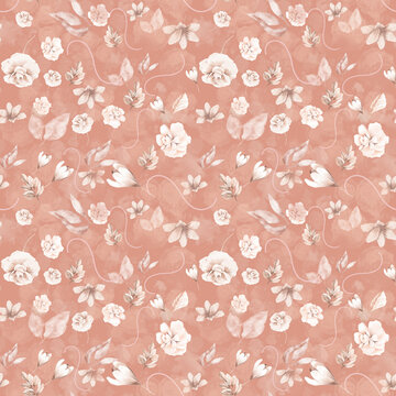 Coral Blush Pink Floral Pattern Background For Flower Lovers In This Design Element Digital Paper.