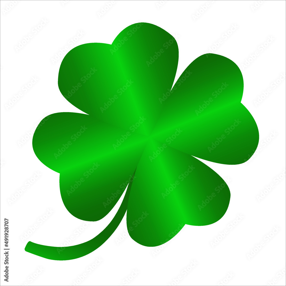 Poster happy st patricks day. leaf clover isolated on white background. good luck four leaf clover flat ico