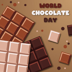 Detailed world chocolate day. Chocolate bar. Vector illustration