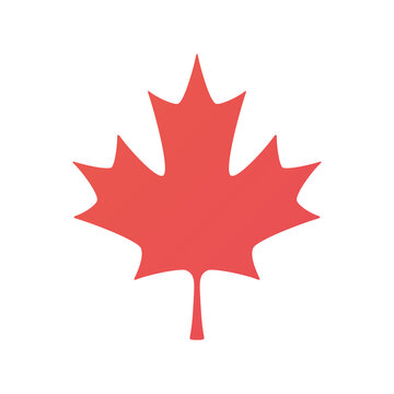 Red Canadian autumn maple leaf isolated flat vector silhouette icon