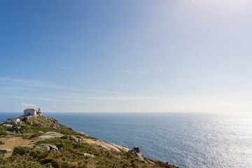 Fototapeta na wymiar View of the cliff of Cape Finisterre, in Galicia, Spain. Tourism and travel concept.