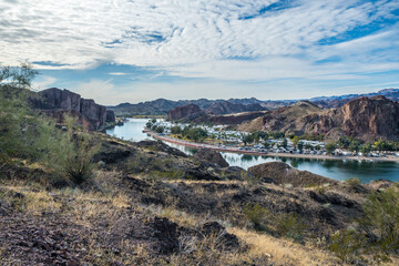 An overlooking view of nature in Buckskin Mountain SP, Arizona