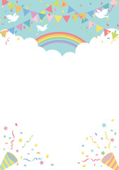 パーティー背景フレーム　ブルー