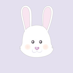 Fototapeta premium Cute little Easter bunny face. Vector Cartoon illustration