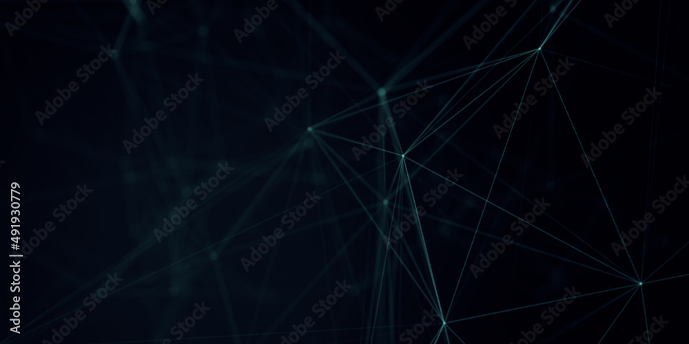 Poster Abstract beautiful geometric background. Abstract plexus futuristic, polygonal space with a dark background. Plexus fantasy. Abstract technology