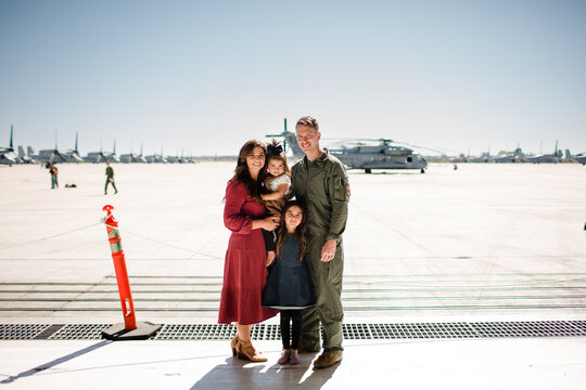 Military Family Reuniting at Miramar in San Diego