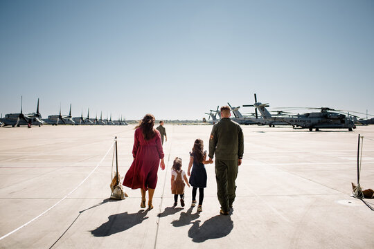 Military Family Reuniting at Miramar in San Diego