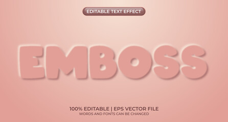 Editable text style effect. Emboss theme style. 3d Embossed Vector text style effect