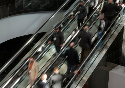 people on escalator