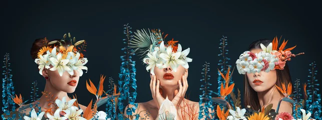 Foto auf Acrylglas Abstract art collage of young woman with flowers © Svetlana Radayeva