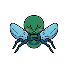 Cute little house fly cartoon sleeping