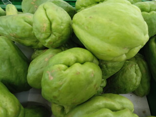 Fresh chayote for sale in the market