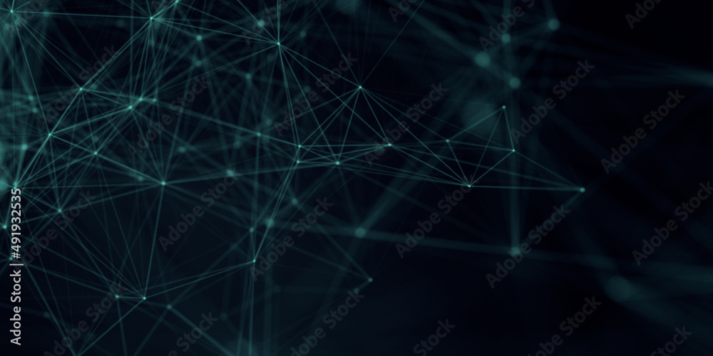 Poster Abstract beautiful geometric background. Abstract plexus futuristic, polygonal space with a dark background. Plexus fantasy. Abstract technology