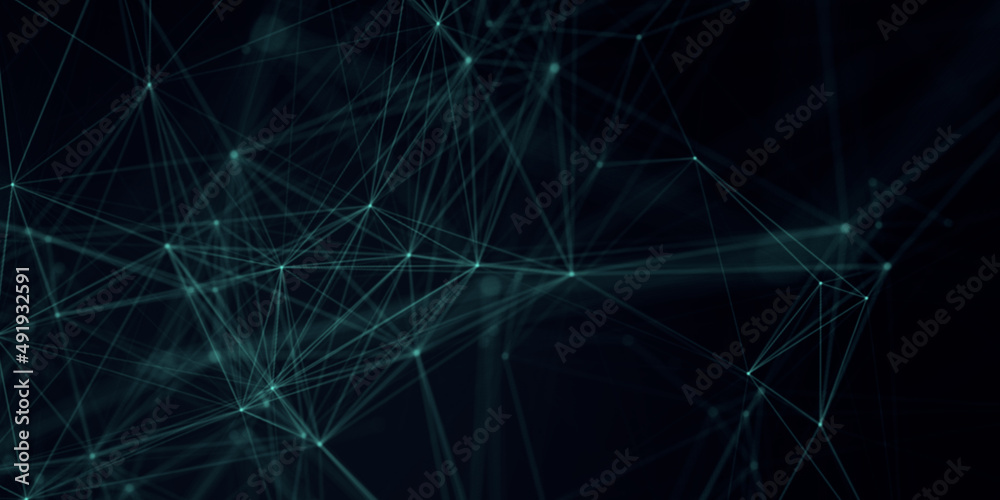 Poster Abstract beautiful geometric background. Abstract plexus futuristic, polygonal space with a dark background. Plexus fantasy. Abstract technology