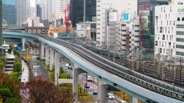 Time lapse of busy railway in Tokyo, Japan