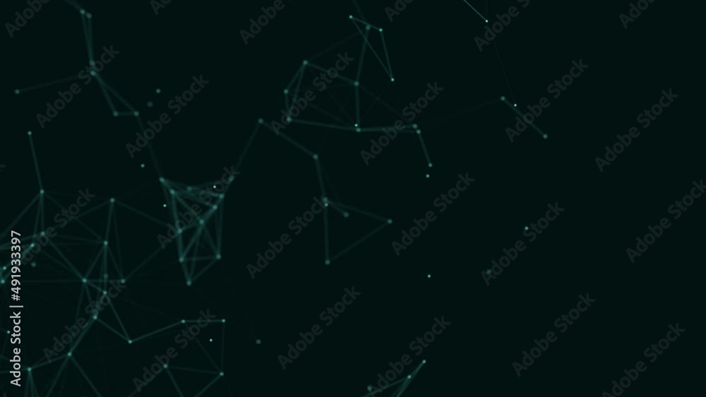 Poster Abstract beautiful geometric background. Abstract plexus futuristic, polygonal space with a dark background. Plexus fantasy. Abstract technology