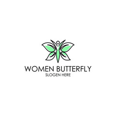 Butterfly Woman with Leaves logo design inspiration