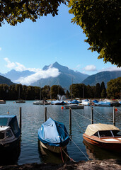 Fototapeta na wymiar Hiking at the beautiful lake Walensee, Switzerland