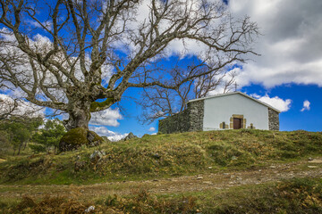 Fototapeta premium Church on the top of the mountain in the village of Manteigas, Serra da Estrela - Portugal