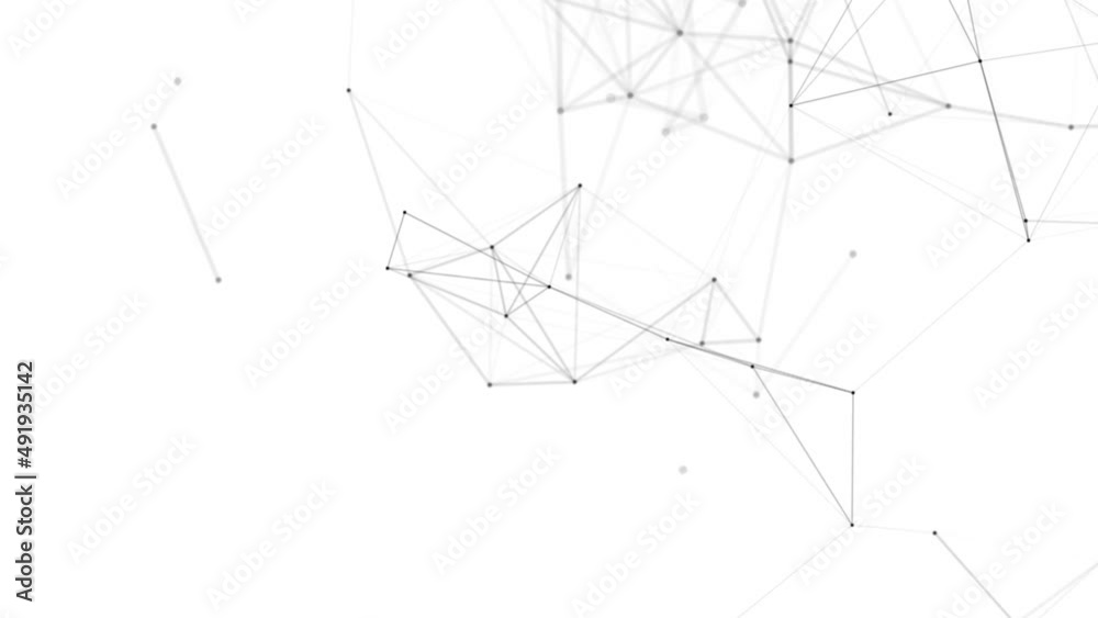 Aufkleber Plexus fantasy abstract technology. Abstract geometric background with moving lines, dots and triangles. Science. Medicine and technology. Loop animations