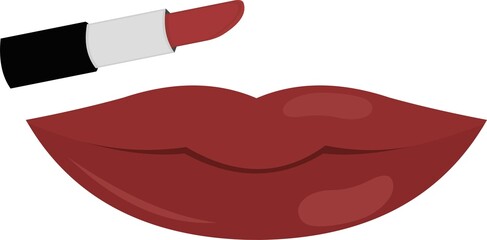 Vector illustration of a woman's sexy mouth with a red lipstick