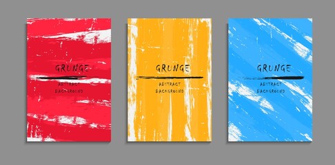 Set Of Minimal Colorful Abstract Grunge Texture Design In White A4 Template